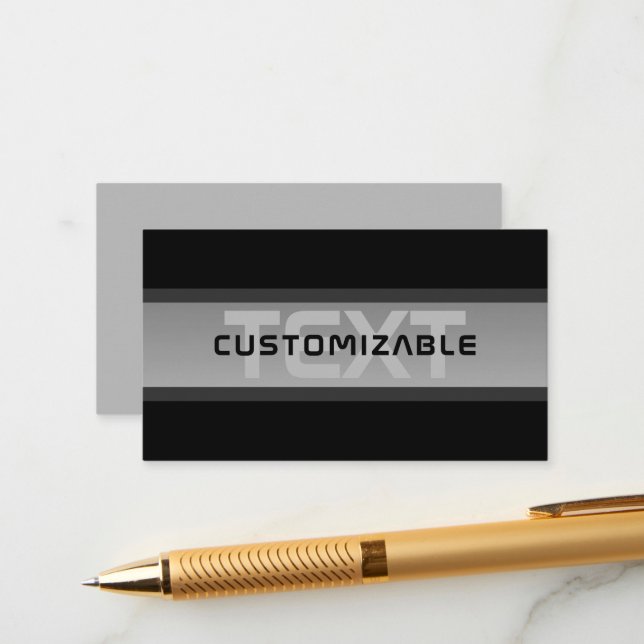 Modern Customizable Layered Text | Black & Grey Enclosure Card (Front/Back In Situ)