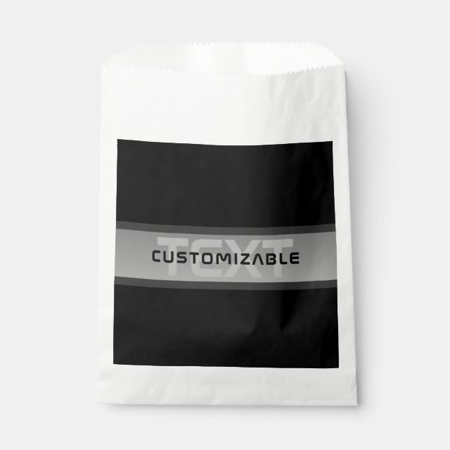 Modern Customizable Layered Text | Black & Grey Favor Bag (Front)