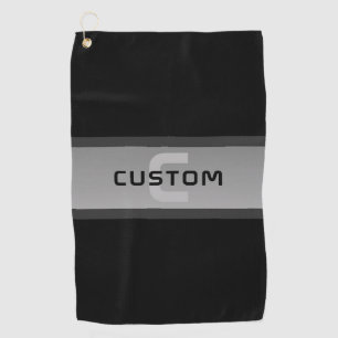 Modern Customizable Layered Text Black & Grey Golf Towel