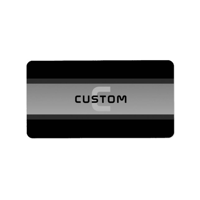 Modern Customizable Layered Text | Black & Grey Label (Front)