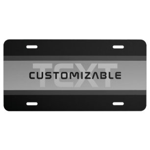 Modern Customizable Layered Text   Black & Grey License Plate