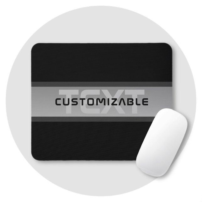 Modern Customizable Layered Text | Black & Grey Mouse Pad (Creator Uploaded)