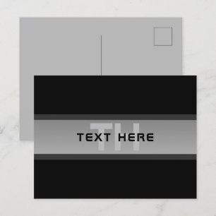 Modern Customizable Layered Text Black & Grey Postcard