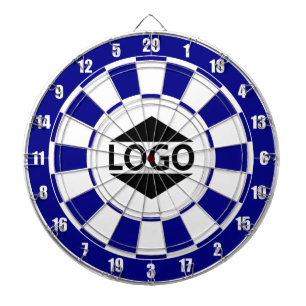 Modern Customizable Logo Image on Blue & White Dart Board