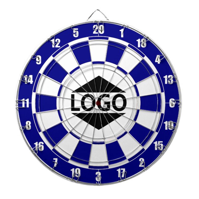 Modern Customizable Logo Image on Blue & White Dart Board (Front)