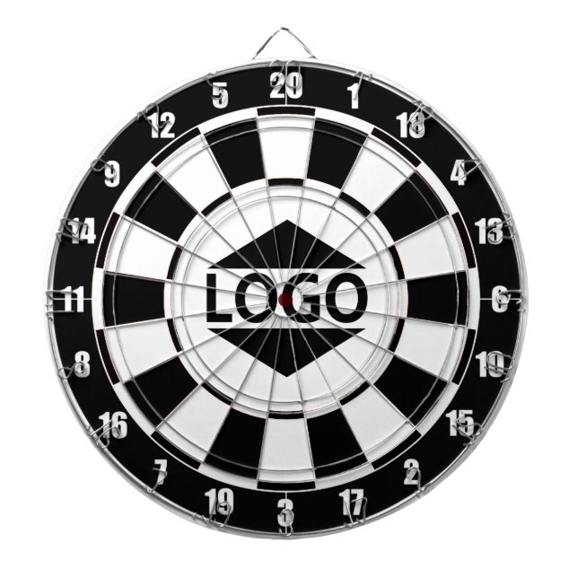 Modern Customizable Logo on Black & White Dart Board (Front)