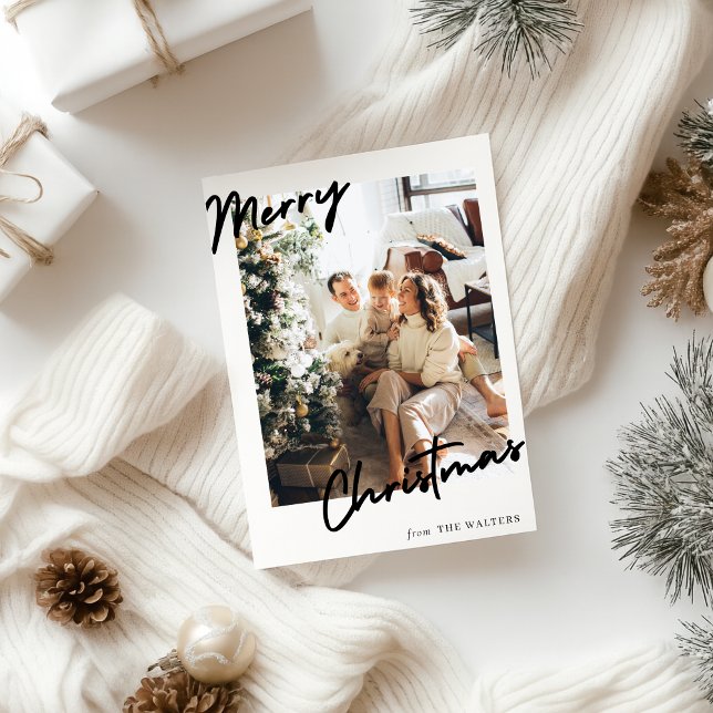 Modern Customizable Merry Christmas Photo Card (Creator Uploaded)
