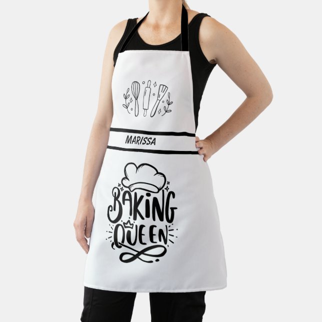 Modern Customizable Name Baking Queen Typography  Apron (Insitu)
