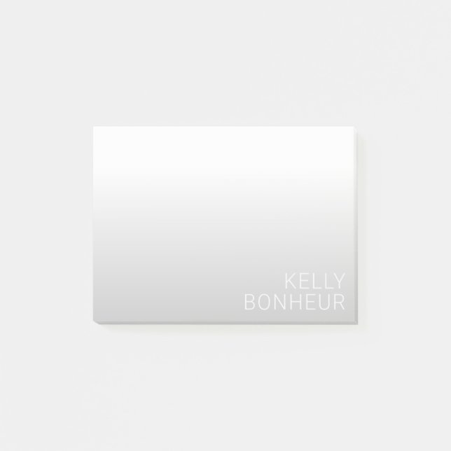 Modern Customizable Name | Grey Gradient Post-it Notes (Front)