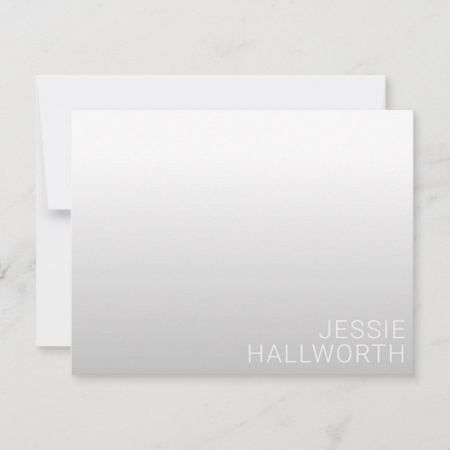 Modern Customizable Name | Grey Gradient Thank You Card (Front)