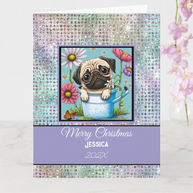 Modern Customizable Pet Pastel Christmas  Card (Orchid)
