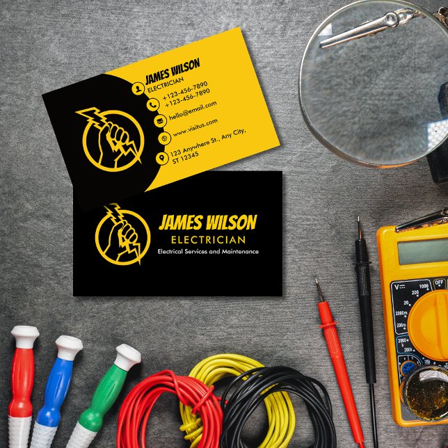 Modern & Customizable Professional Electrician Business Card (Creator Uploaded)