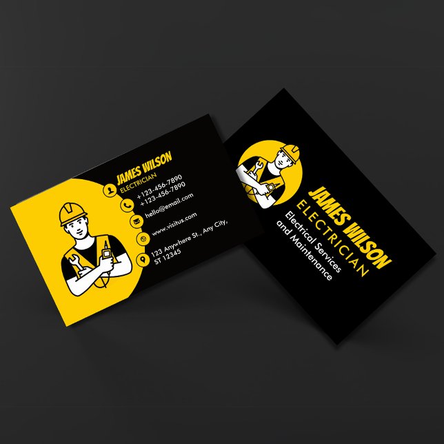Modern & Customizable Professional Electrician Business Card (Creator Uploaded)