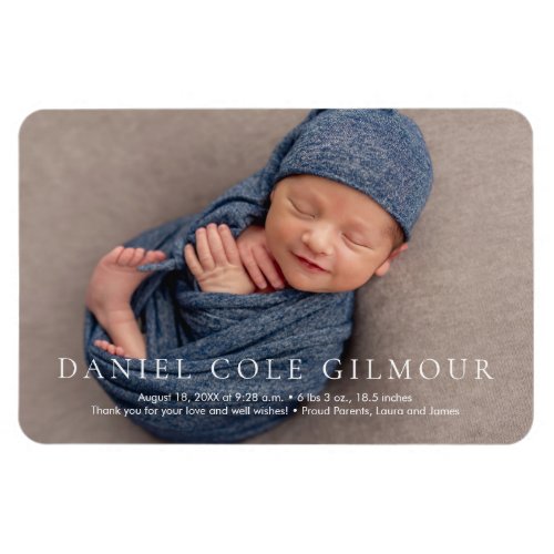 Modern Customizable simple Baby Name Photo Birth Magnet