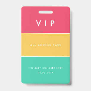 Modern customizable VIP All access pass Badge