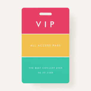 Modern customizable VIP All access pass Badge