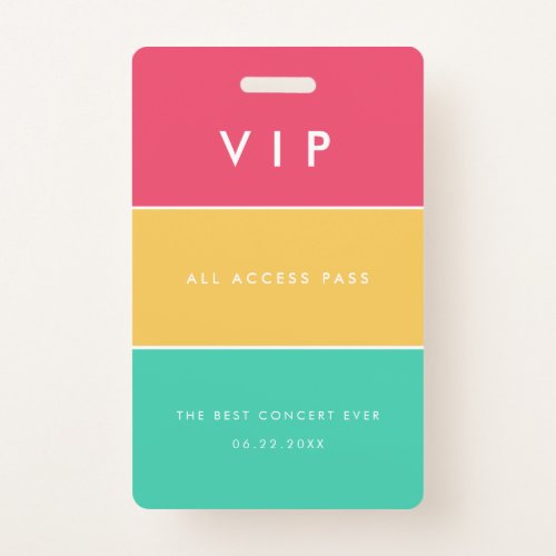 Modern customizable VIP All access pass Badge