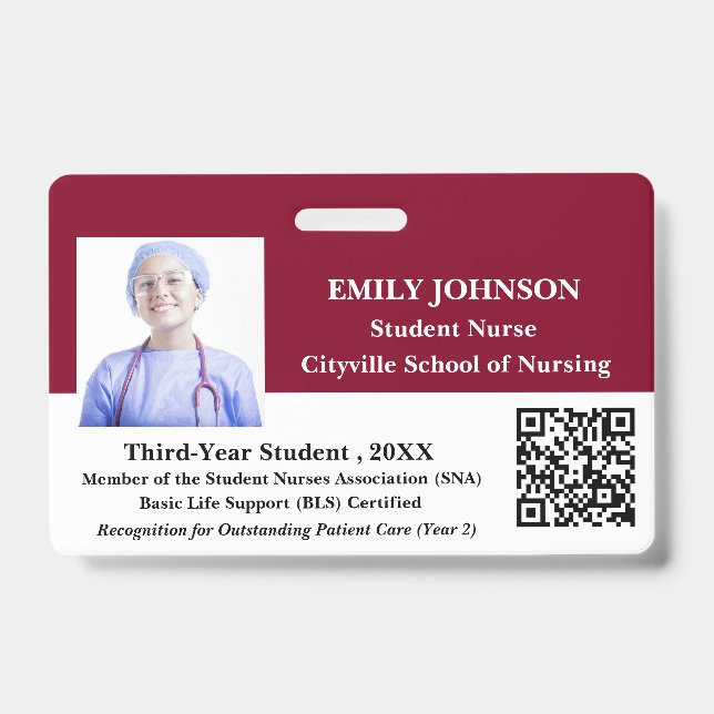 Modern Customize  Student Nurse Badge (Front)