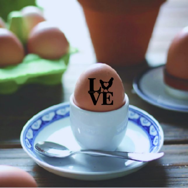 Modern Customized Egg Love Black Text Egg Rubber Stamp (modern egg dealer egg business with love egg stamp)