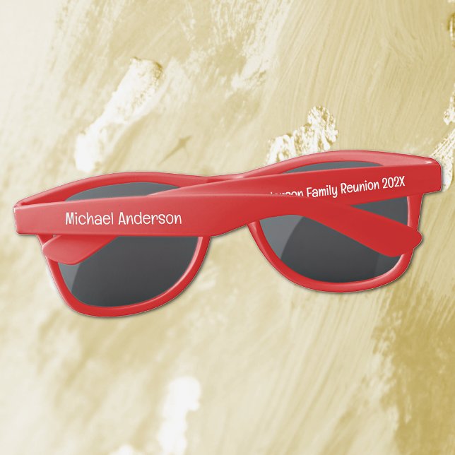 Modern Customized Family Reunion Red Plastic Sunglasses (Creator Uploaded)