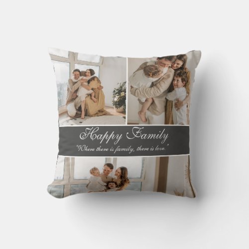 Modern Customized Happy Family Collage  Throw Pillow
