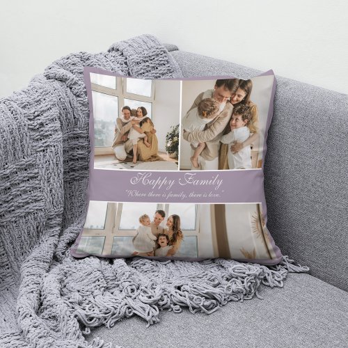 Modern Customized Happy Family Collage  Throw Pillow