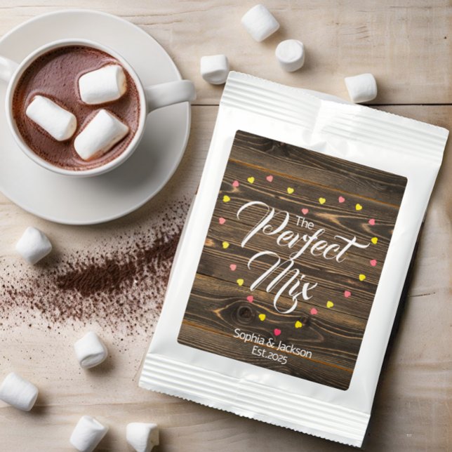 Modern Customized Rustic Wedding Couple Name Love Hot Chocolate Drink Mix (Modern personalized wedding couple name coffee favor mix )