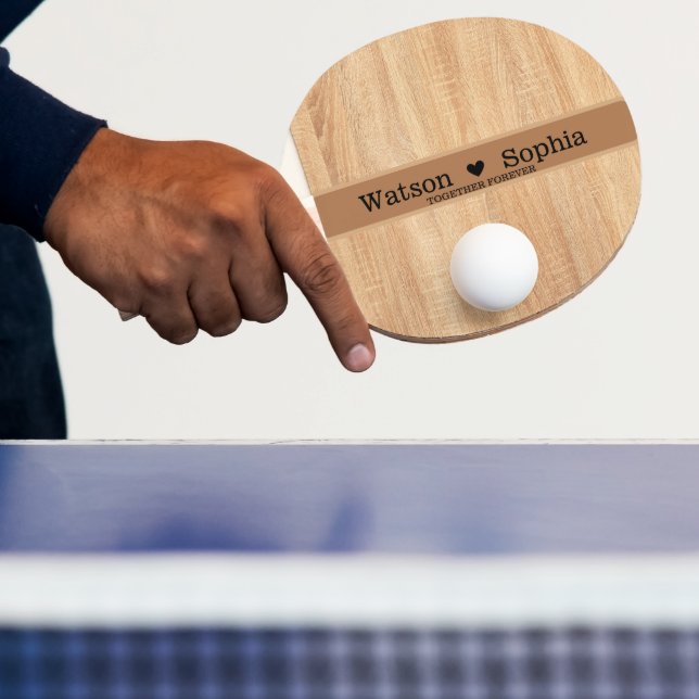 Modern Customized Wedding Couple Name Wooden Shade Ping Pong Paddle (Insitu)