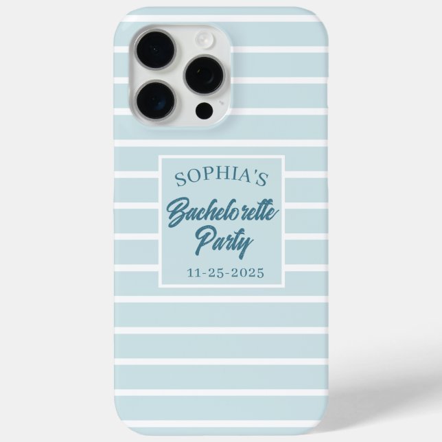Modern Customs Bachelorette party Name Date Blue C Case-Mate iPhone Case (Back)