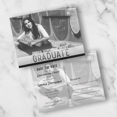 Modern Cut Out Graduation Photo Save the Date Postcard