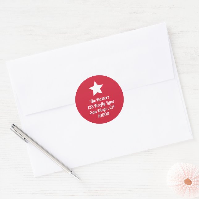 Modern Cut Star Red Holiday Sticker (Envelope)