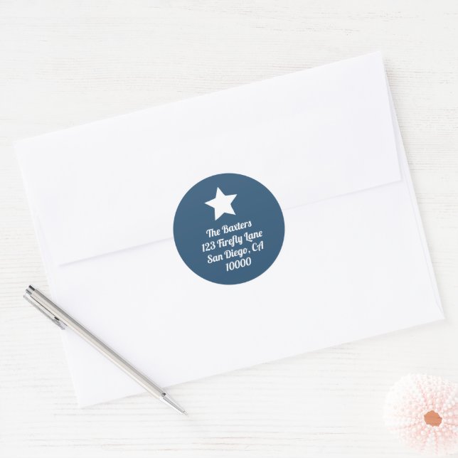Modern Cut Star Slate Blue Holiday Sticker (Envelope)