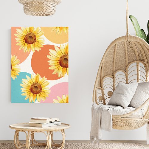 Modern cute Abstract colorful Sunflower Canvas Print