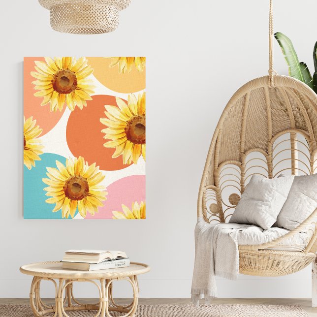 Modern cute Abstract colorful Sunflower Canvas Print (Creator Uploaded)