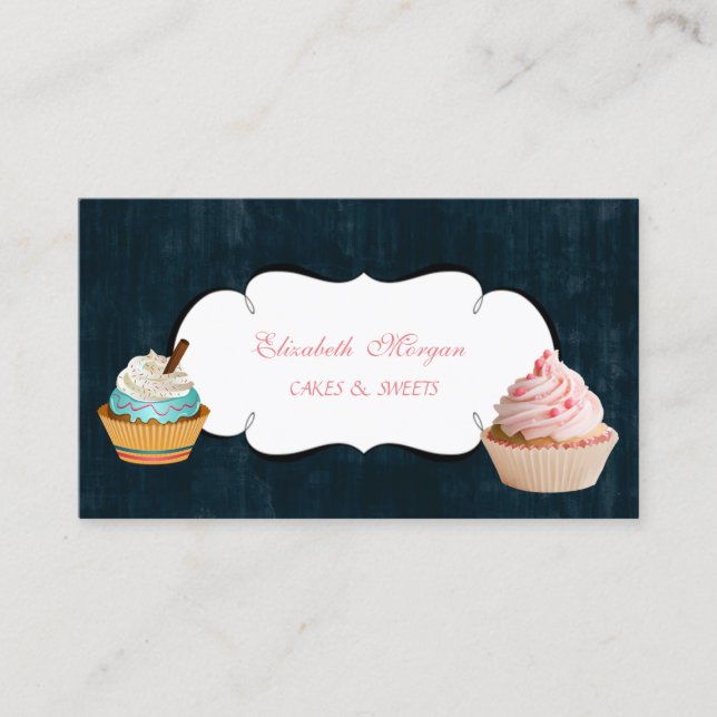 Modern Cute Adorable Cupcake Bakery Business Card (Front)