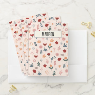 Modern Cute Aesthetic Flower Pattern Pocket Folder