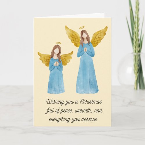Modern Cute Angels Folded Holiday Card