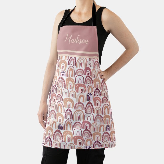 Modern Cute Assorted Pink Rainbow Calligraphy Apron (Insitu)