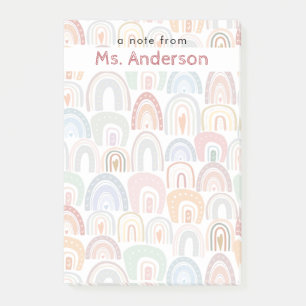 Modern Cute Assorted Rainbow Pattern Teacher Post-it Notes