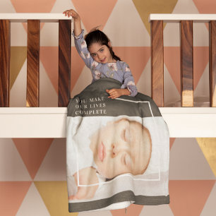 Modern Cute Baby Photo   Beauty Quote Blanket
