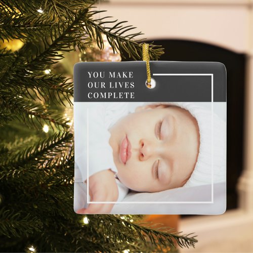 Modern Cute Baby Photo  Beauty Quote Ceramic Ornament