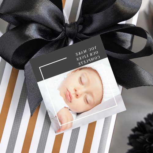 Modern Cute Baby Photo  Beauty Quote Favor Tags