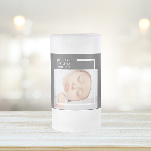 Modern Cute Baby Photo  Beauty Quote Frosted Glass Beer Mug