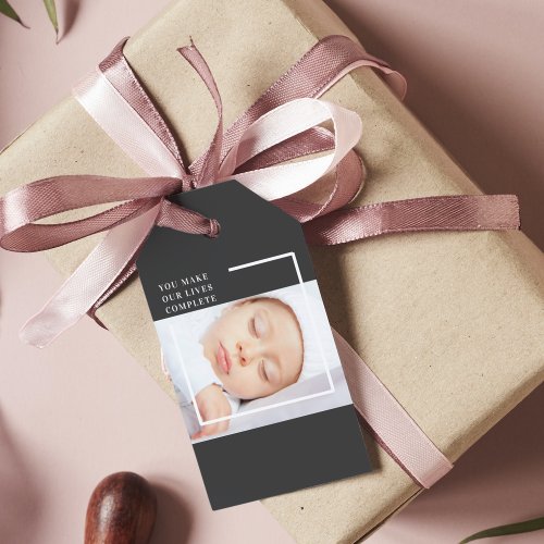 Modern Cute Baby Photo  Beauty Quote Gift Tags