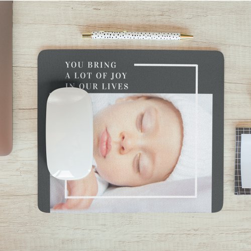 Modern Cute Baby Photo  Beauty Quote Mouse Pad