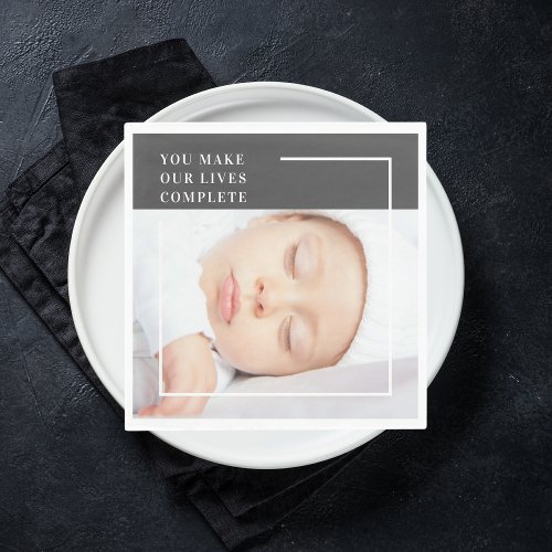 Modern Cute Baby Photo  Beauty Quote Napkins