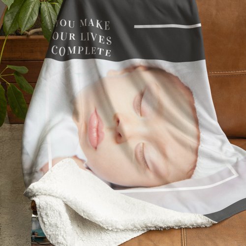 Modern Cute Baby Photo  Beauty Quote Sherpa Blanket