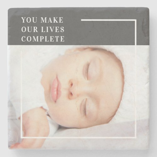 Modern Cute Baby Photo  Beauty Quote Stone Coaster