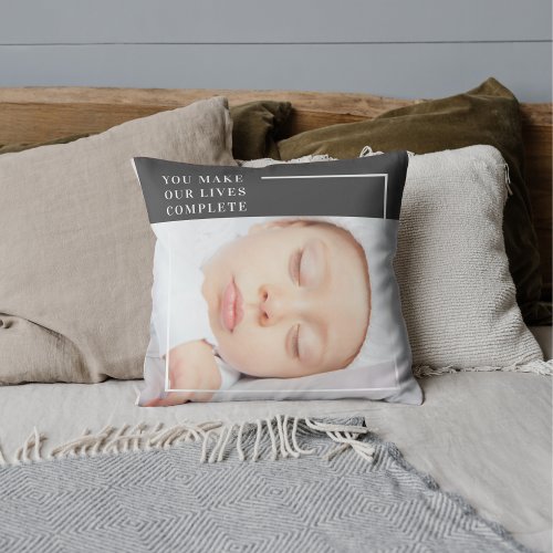 Modern Cute Baby Photo  Beauty Quote Throw Pillow