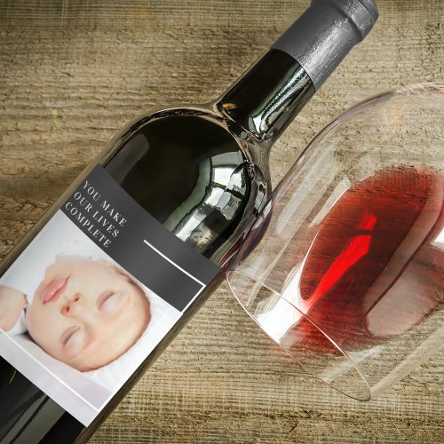 Modern Cute Baby Photo  Beauty Quote Wine Label
